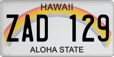 HI license plate ZAD129