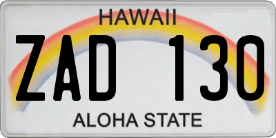 HI license plate ZAD130