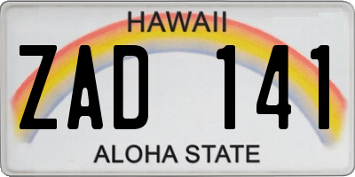 HI license plate ZAD141