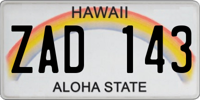 HI license plate ZAD143