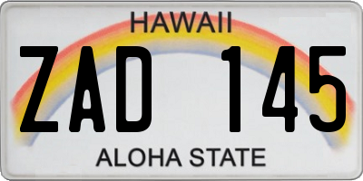 HI license plate ZAD145