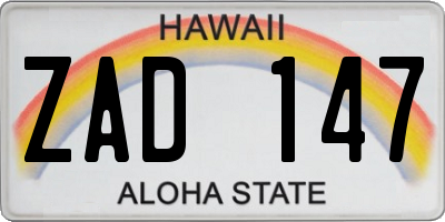 HI license plate ZAD147