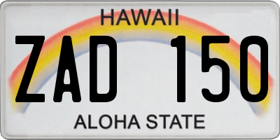 HI license plate ZAD150