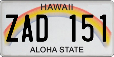 HI license plate ZAD151