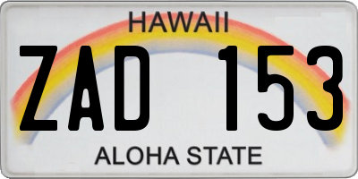 HI license plate ZAD153