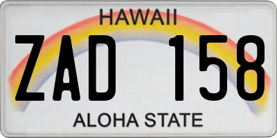 HI license plate ZAD158