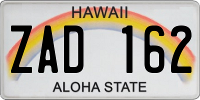 HI license plate ZAD162