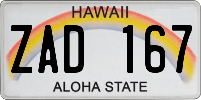 HI license plate ZAD167