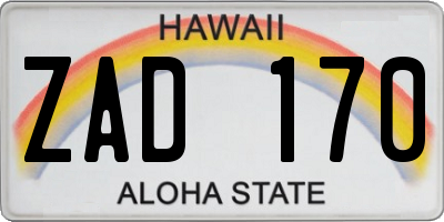 HI license plate ZAD170