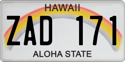 HI license plate ZAD171