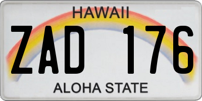 HI license plate ZAD176