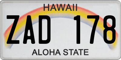 HI license plate ZAD178
