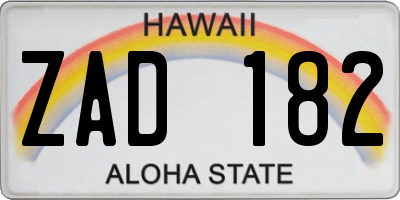 HI license plate ZAD182