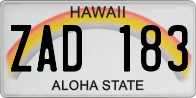 HI license plate ZAD183