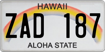 HI license plate ZAD187