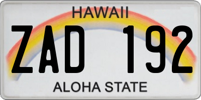 HI license plate ZAD192