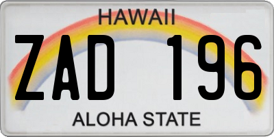 HI license plate ZAD196