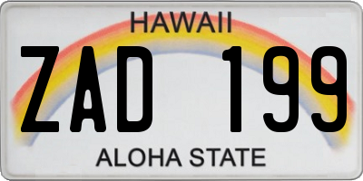 HI license plate ZAD199