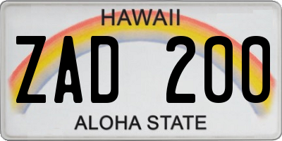 HI license plate ZAD200