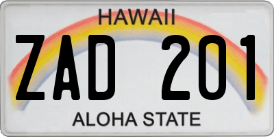 HI license plate ZAD201