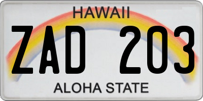 HI license plate ZAD203