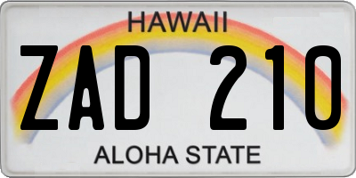 HI license plate ZAD210