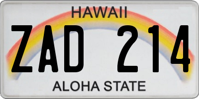 HI license plate ZAD214
