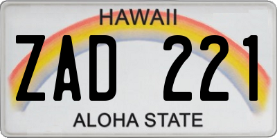 HI license plate ZAD221