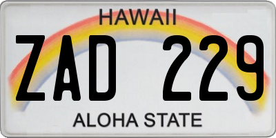 HI license plate ZAD229