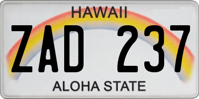 HI license plate ZAD237