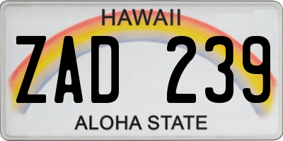 HI license plate ZAD239