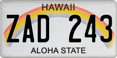 HI license plate ZAD243