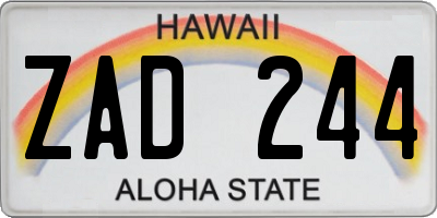 HI license plate ZAD244