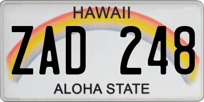 HI license plate ZAD248
