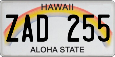 HI license plate ZAD255