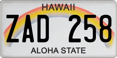 HI license plate ZAD258