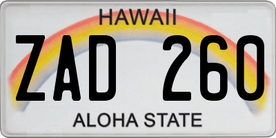 HI license plate ZAD260