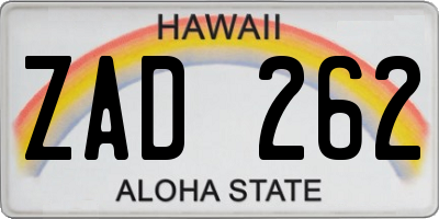 HI license plate ZAD262