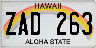HI license plate ZAD263