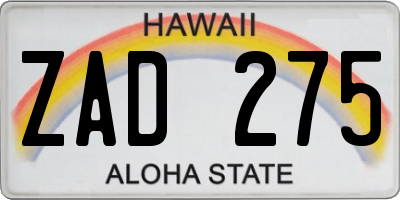 HI license plate ZAD275