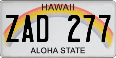 HI license plate ZAD277