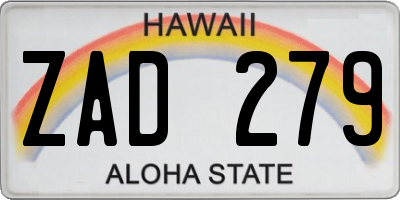 HI license plate ZAD279