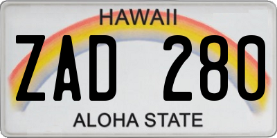 HI license plate ZAD280