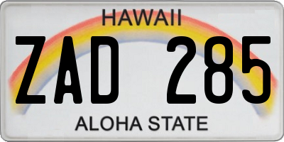 HI license plate ZAD285