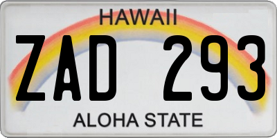 HI license plate ZAD293