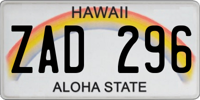 HI license plate ZAD296