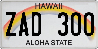 HI license plate ZAD300
