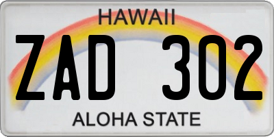 HI license plate ZAD302