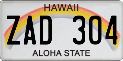 HI license plate ZAD304