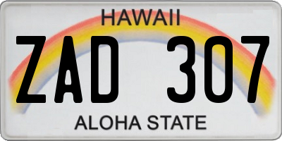 HI license plate ZAD307